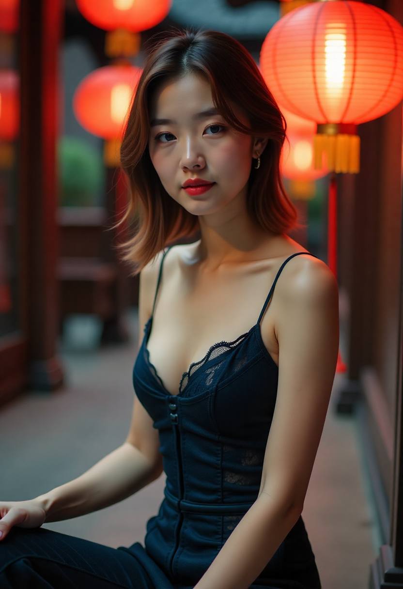 海边小镇与远处山影